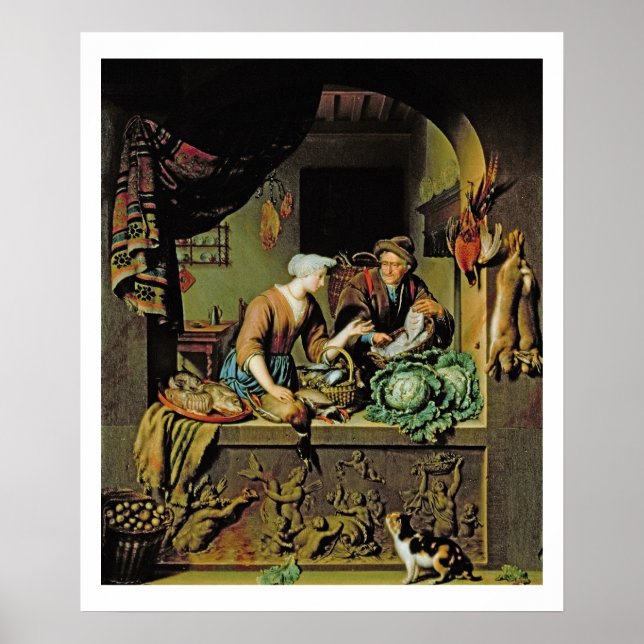 Póster Mulher e Pedra de Peixe, 1713 (óleo no painel) (Frente)