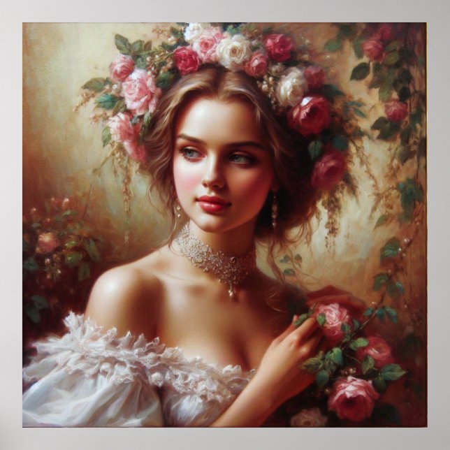 Poster Mulher e Rosas (Frente)