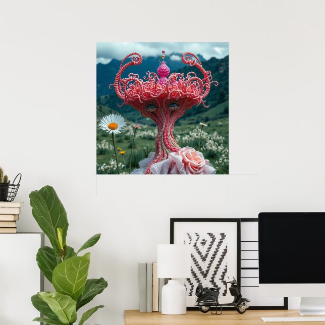 Poster Mulher elegante e única, coroada, de vestido rosa (Escritório em casa)