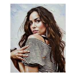 Póster Mulher Elegante se posicionando em cima listrado