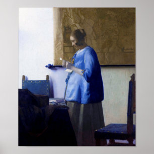 Poster Mulher em azul, Johannes Vermeer