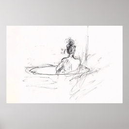 Poster Mulher em Bathtub Sketch -