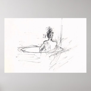 Poster Mulher em Bathtub Sketch -