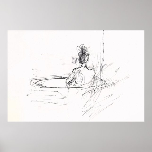 Poster Mulher em Bathtub Sketch - (Frente)