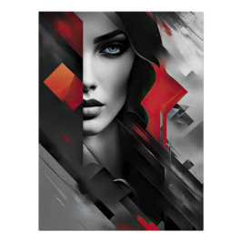 Póster Mulher em Camadas Abstratas