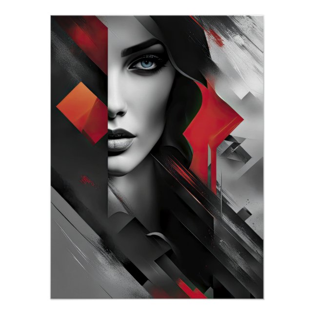Póster Mulher em Camadas Abstratas (Frente)