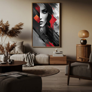 Poster Mulher em Camadas Abstratas