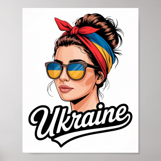 Poster Mulher em estilo retrô da Ucrânia Gráfico Orgulho  (Frente)
