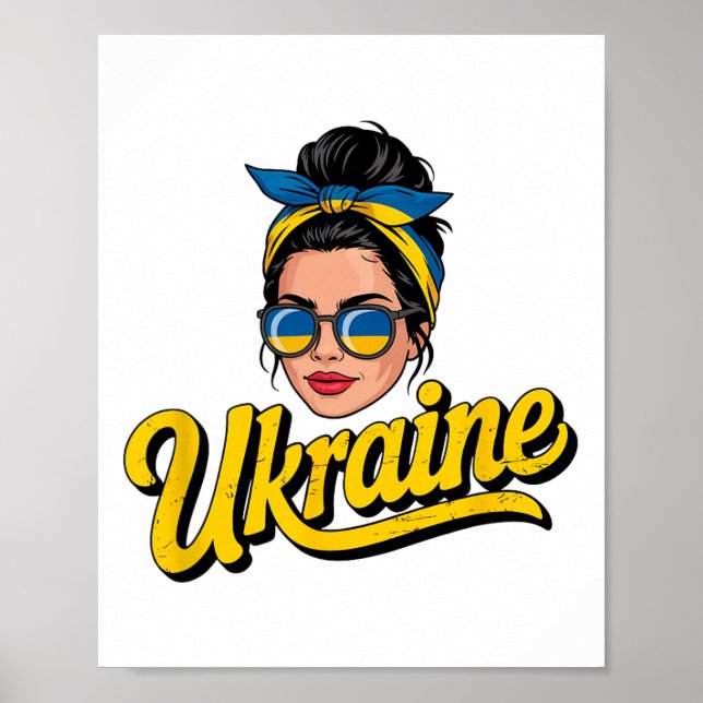 Poster Mulher em estilo retrô da Ucrânia Gráfico Orgulho  (Frente)