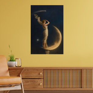 Poster Mulher em Pé Sobre Uma Lua Crescente