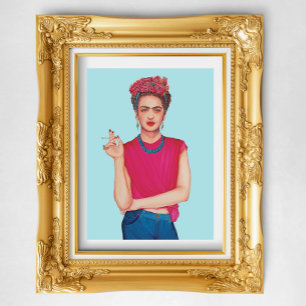Póster Mulher em pintura a óleo de jeans azul