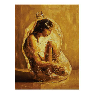 Póster Mulher em Plástico – Pintura a Óleo