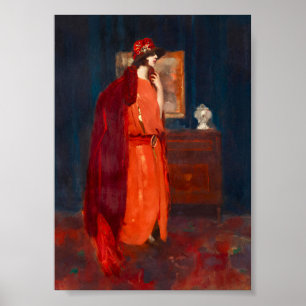 Poster Mulher em Red Dress Vintage Retrato