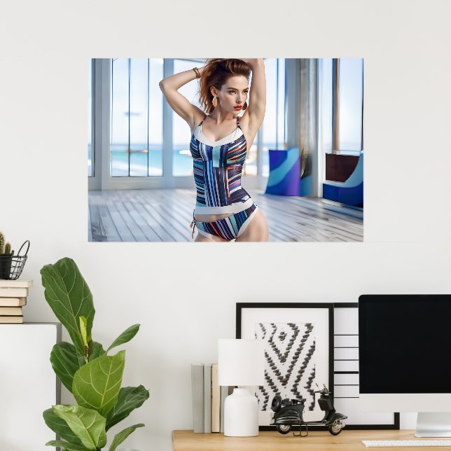 Poster mulher em roupa colorida (Escritório em casa)