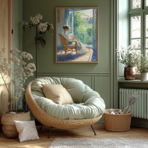 Poster Mulher em Sala Iluminada com Varanda - Impressioni