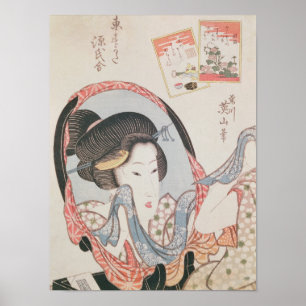 Póster Mulher em seu espelho, c.1830 publicado