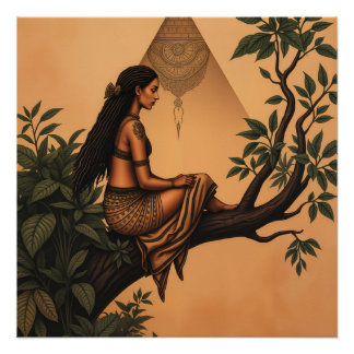 Póster Mulher em um galho