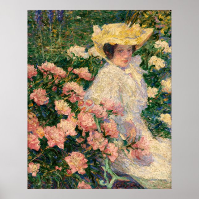 Poster Mulher em um jardim de flores (Frente)