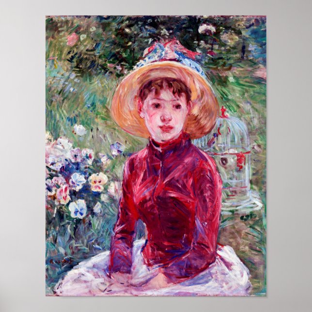 Poster Mulher em Vermelho, Berthe Morisot (Frente)