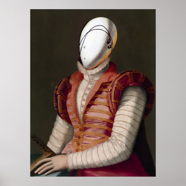 Póster MULHER EM VESTIDO ROSA Fantasia Teatral de Moda (Frente)