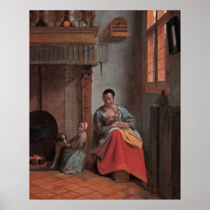 Poster Mulher Enfermando uma Criança — Pieter de Hooch