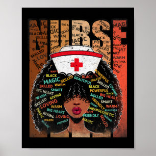 Poster Mulher Enfermeira Negra Afro Melanina Vintage Hist