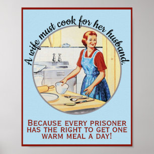 Poster Mulher engraçada de 1950 deve cozinhar para o mar