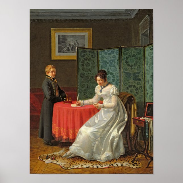 Póster Mulher Escrevendo uma letra (Frente)