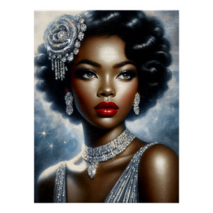 Póster Mulher Escura Glamor Estético