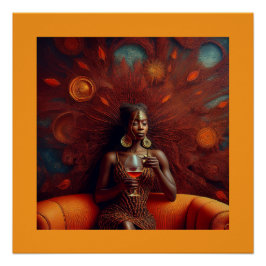 Póster Mulher Esfregando Uma Bebida No Sofá