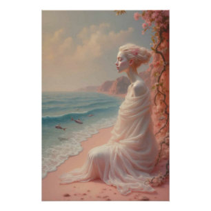 Póster Mulher etérea na praia de Dreamy