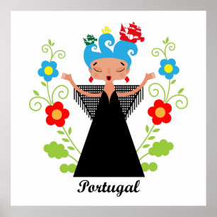 Póster Mulher fada cantora de caravela portuguesa