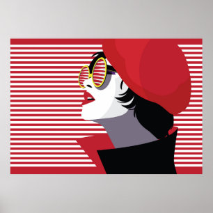 Poster Mulher fashion em estilo pop art.