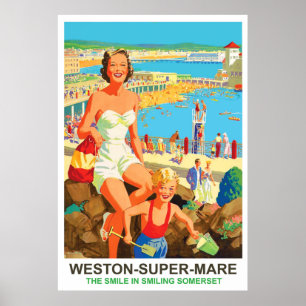 Poster Mulher feliz em Weston Super Mare