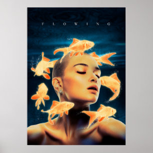 Poster Mulher Flutuante e Peixe-dourado