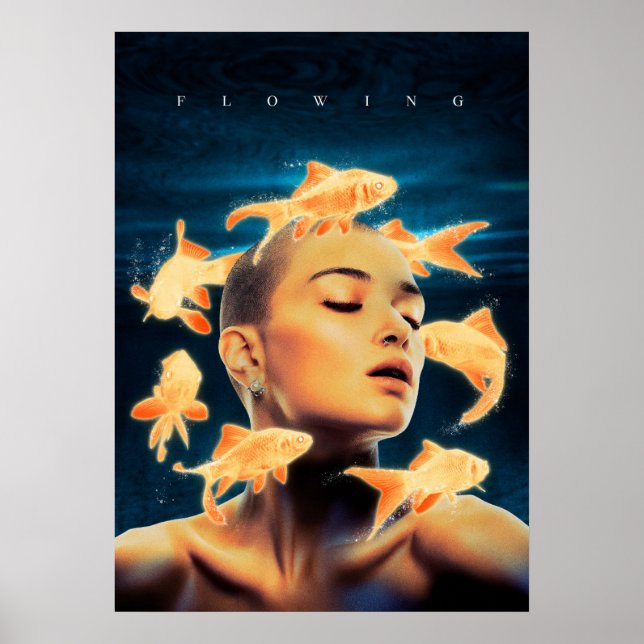 Poster Mulher Flutuante e Peixe-dourado (Frente)