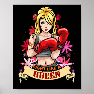 Poster Mulher Forte Empoderada Boxe Kickboxing Garota Fit