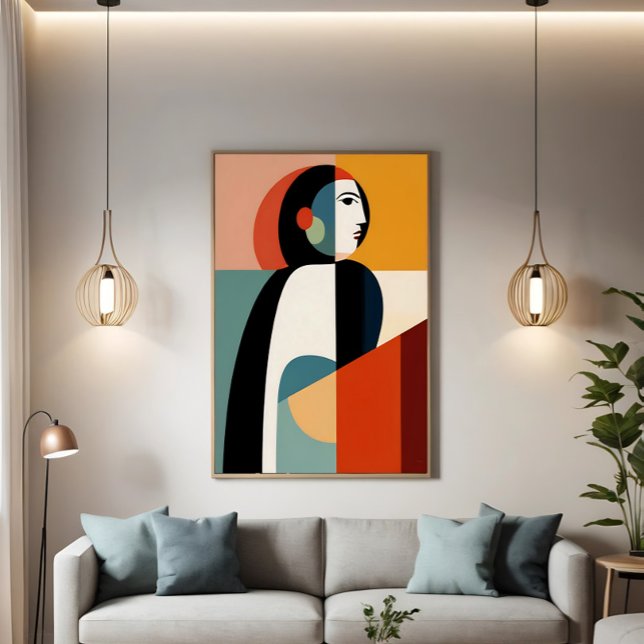Poster Mulher Fragmentada: A Essência Cubista (Criador carregado)