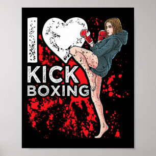 Poster Mulher Garota Kickboxer Eu Amo Kickboxing 