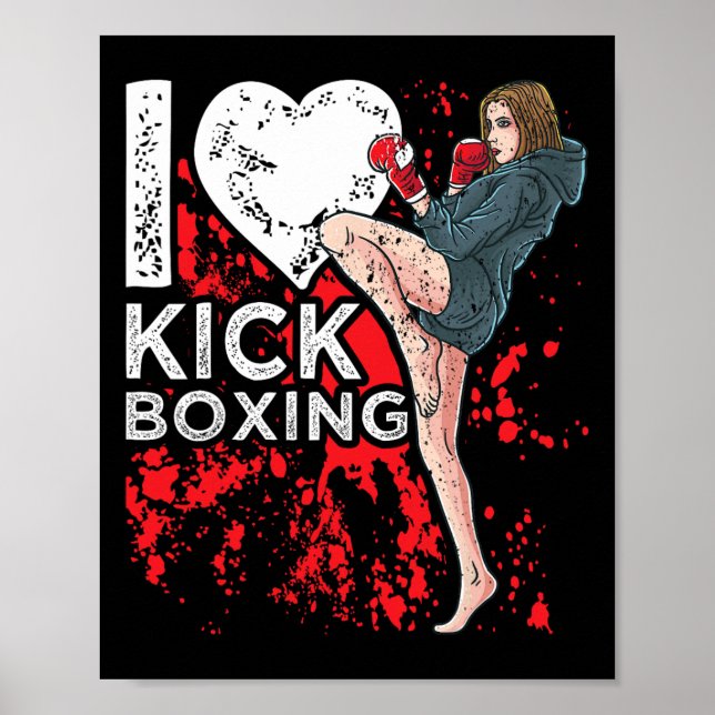 Poster Mulher Garota Kickboxer Eu Amo Kickboxing  (Frente)