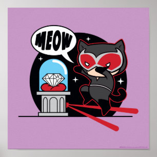 Póster Mulher-Gato De Chibi Roubando Um Diamante