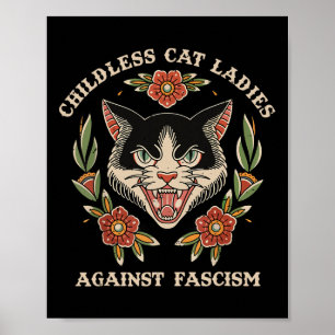 Poster Mulher Gato Sem Filhos Contra Fascismo Feminista E