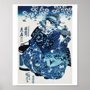Poster Mulher Geisya Japonesa, Kuniyoshi, Ukiyo-e