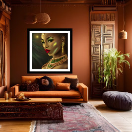 Poster Mulher glamourosa exótica africana lábios gemas ve