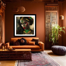 Poster Mulher glamourosa exótica africana lábios ouro ver