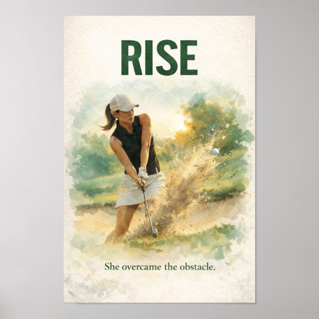 Poster Mulher golfista está jogando golfe (Frente)