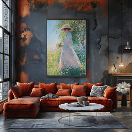 Poster Mulher graciosa no campo iluminado - Impressionist