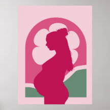 Mulher Grávida Elegante Silhueta Arte de Parede pa