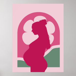 Poster Mulher Grávida Elegante Silhueta Arte de Parede pa