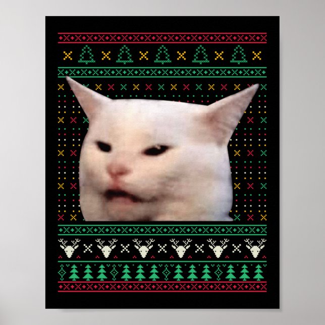 Poster Mulher Gritando Em Um Gato Suor De Natal Feio Engr (Frente)